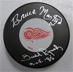 Bruce Martyn & Budd Lynch Autographed Red Wings Puck