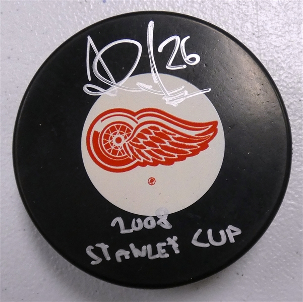 Jiri Hudler Autographed Red Wings Puck