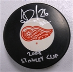 Jiri Hudler Autographed Red Wings Puck