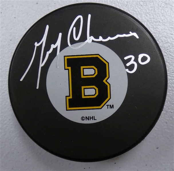 Gerry Cheevers Autographed Bruins Puck