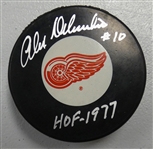 Alex Delvecchio Autographed Red Wings Puck