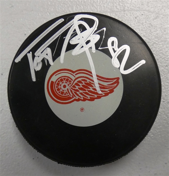 Tomas Kopecky Autographed Red Wings Puck