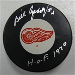 Bill Gadsby Autographed Red Wings Puck