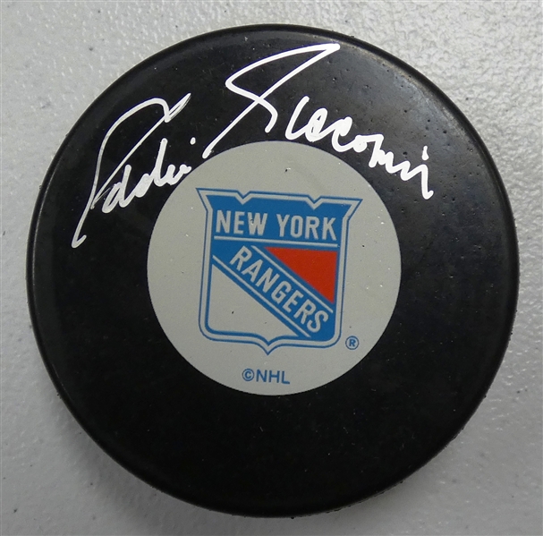 Eddie Giacomin Autographed Rangers Puck