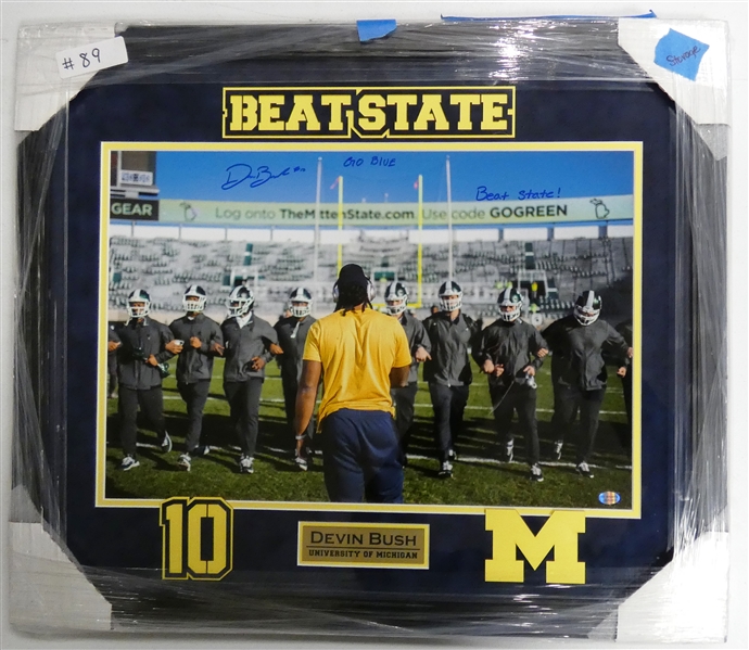 Devin Bush Autographed Framed 16x20