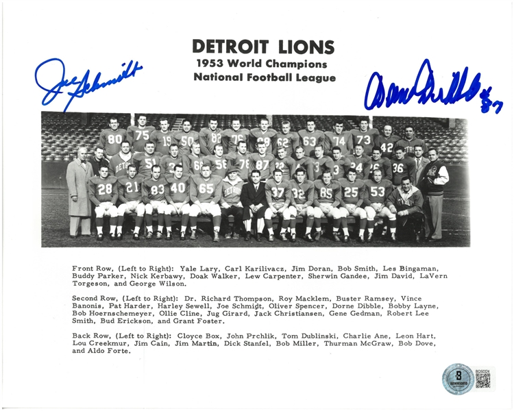 Joe Schmidt & Dorne Dibble Autographed 8x10