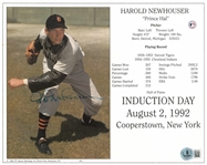 Hal Newhouser Autographed 8x10 Induction Card