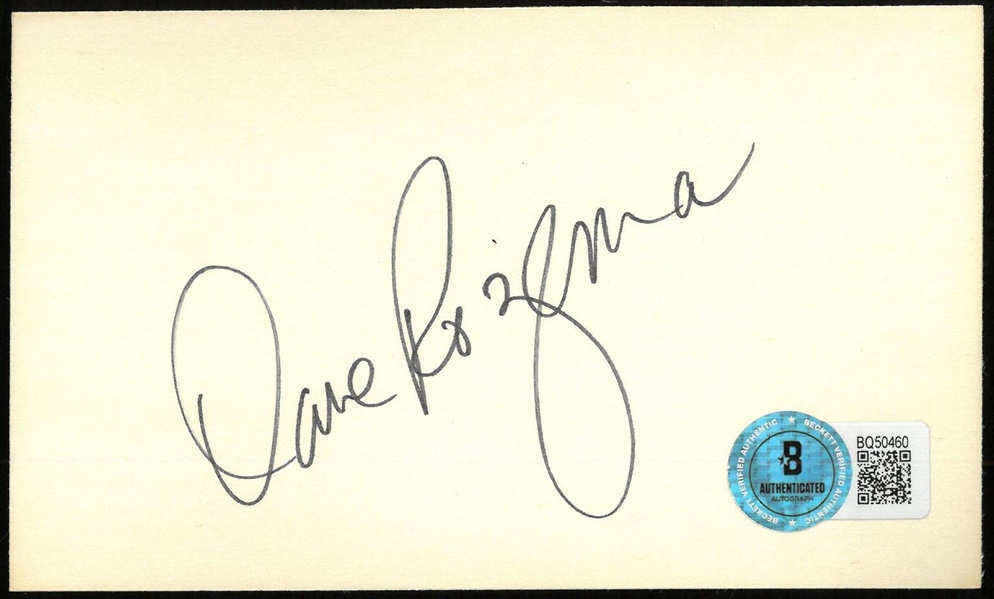 Dave Rozema Autographed 3x5 Index Card