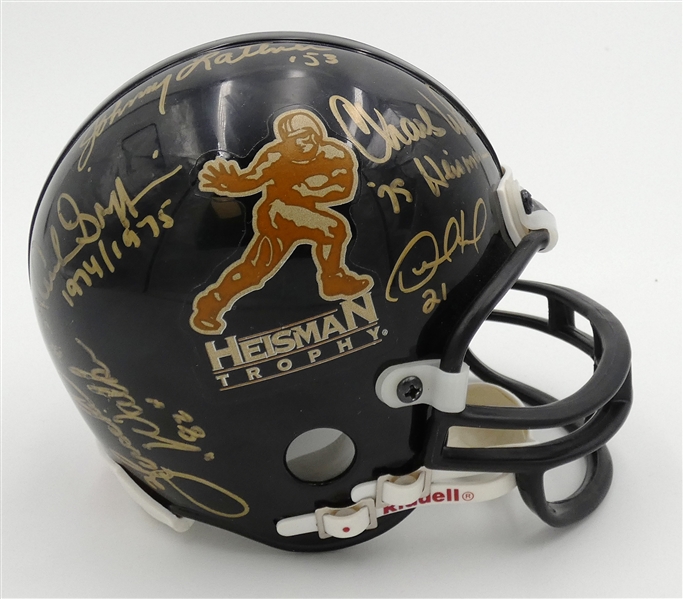 Heisman Mini Helmet Signed by 10 (Black)