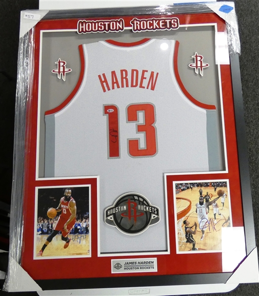 James Harden Autographed Framed Jersey (Pick up only)
