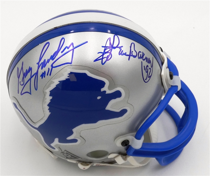 Landry, Barney , C. Sanders & Sims Autographed Lions Mini Helmet