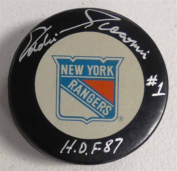 Eddie Giacomin Autographed Rangers Puck