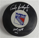 Andy Bathgate Autographed Rangers Puck