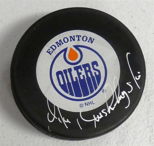 Mike Krushelnyski Autographed Oilers Puck