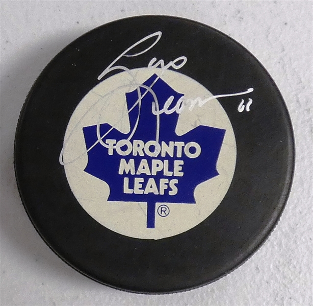 Gary Leeman Autographed Maple Leafs Puck