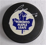 Gary Leeman Autographed Maple Leafs Puck