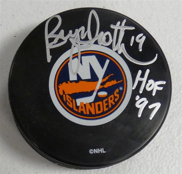 Bryan Trottier Autographed Islanders Puck