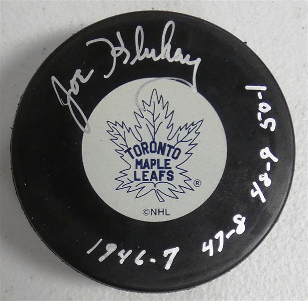Joe Klukay Autographed Maple Leafs Puck