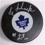 Ed Shack Autographed Maple Leafs Puck