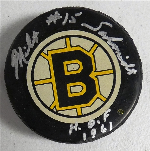 Milt Schmidt Autographed Bruins Puck