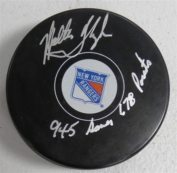 Walter Tkaczuk Autographed Rangers Puck