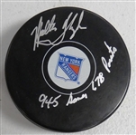 Walter Tkaczuk Autographed Rangers Puck