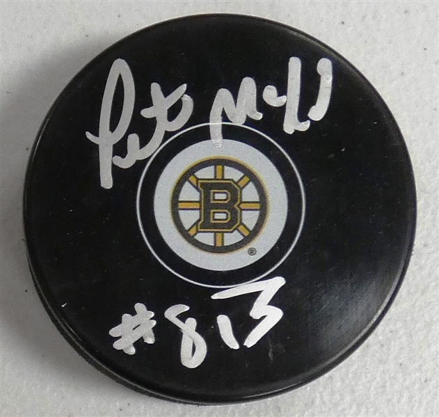 Peter McNab Autographed Bruins Puck