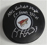 Brian Boucher Autographed Coyotes Puck