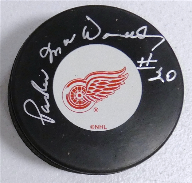 Parker McDonald Autographed Red Wings Puck