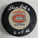 Elmer Lach Autographed Canadiens Puck