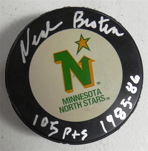 Neil Broten Autographed North Stars Puck