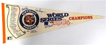 1984 Tigers Pennant Signed by 3