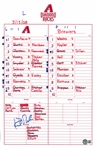 Kirk Gibson Autographed 3/13/08 Lineup Card