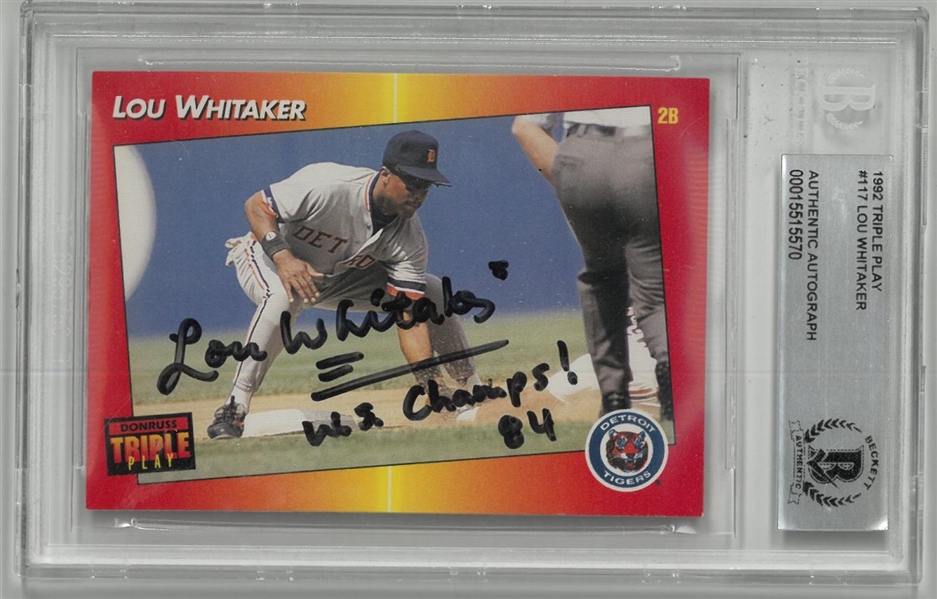 Lou Whitaker Autographed 1992 Triple Play