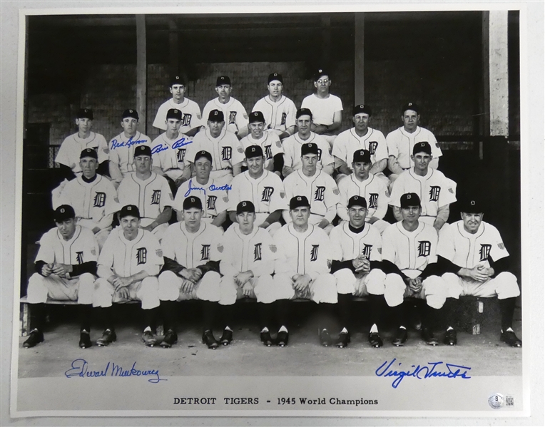 1945 Detroit Tigers 16x20 Signed by 5