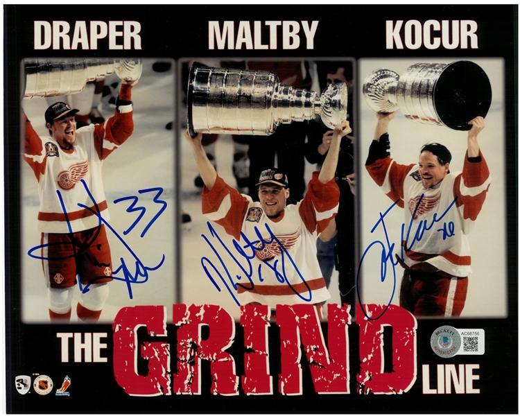 Grind Line 8x10 Signed by Maltby, Draper & Kocur