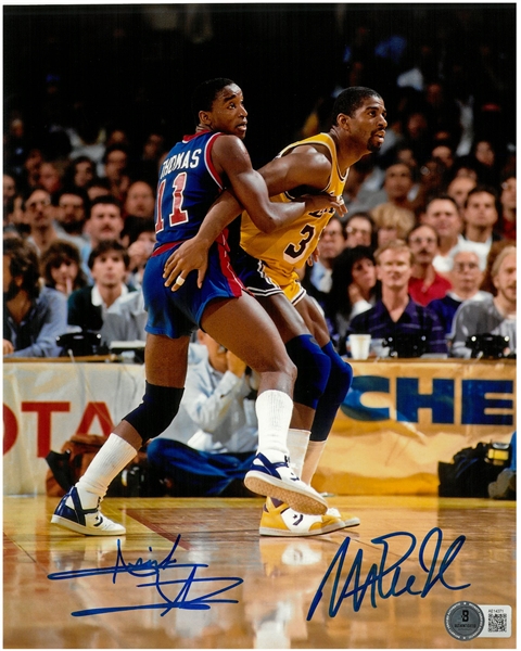 Isiah Thomas & Magic Johnson Autographed 8x10
