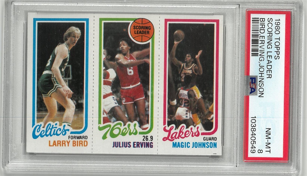 Magic Bird Dr J PSA 8 1980 Topps Scoring Leaders