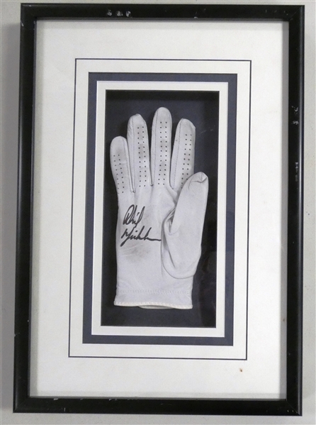 Phil Mickelson Signed and Framed Possibly Worn Glove