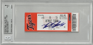 Miguel Cabrera Autographed 3000th Hit Ticket Beckett 8 + 10 Auto