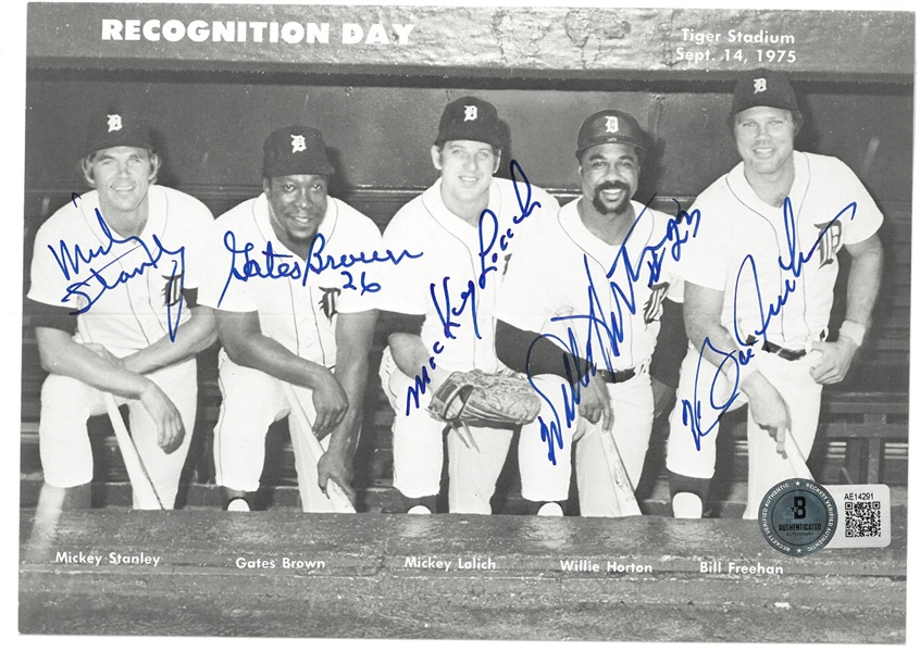 1975 Detroit Tigers Postcard Signed by 5