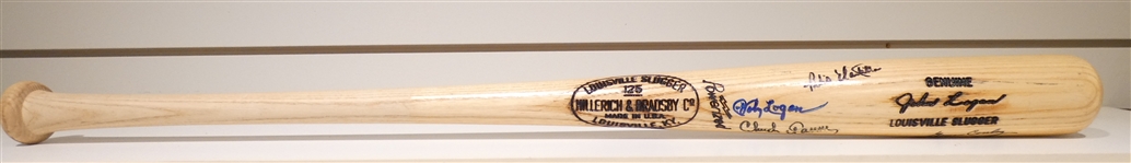 Milwaukee Braves Greats Bat Signed by 6