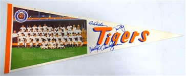 1984 Detroit Tigers Pennant Signed by 4