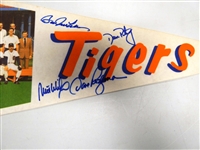 1984 Detroit Tigers Pennant Signed by 4