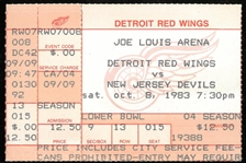 Steve Yzermans 1st Home Game Ticket 10/8/1983