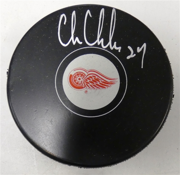 Chris Chelios Autographed Red Wings Puck