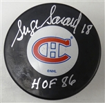 Serge Savard Autographed Canadiens Puck