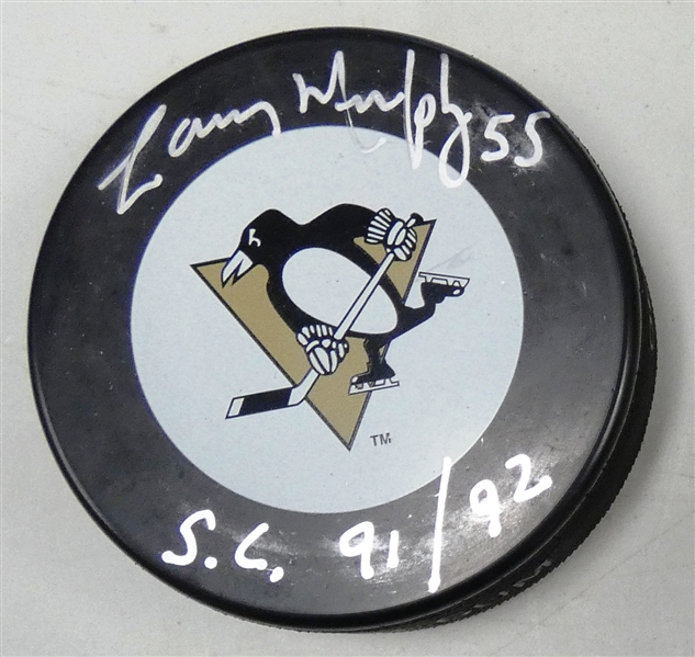 Larry Murphy Autographed Penguins Puck