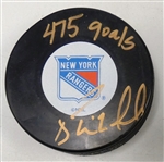 Bernie Nicholls Autographed Rangers Puck