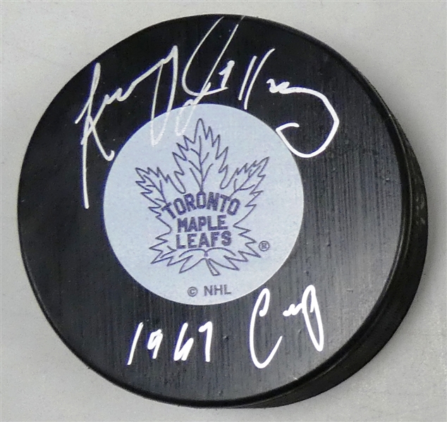 Larry Jeffrey Autographed Maple Leafs Puck